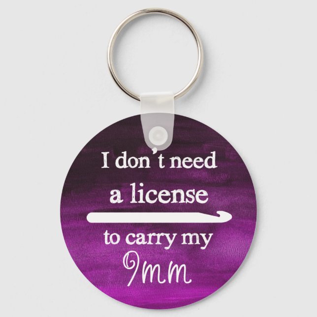 Chaveiro Crochet Hook License Artesanatos Purple Watercolor (Frente)