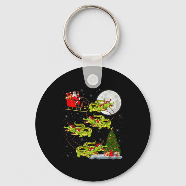 Chaveiro Crocodile Alligators Santa Sleigh Flying Funny Chr (Frente)