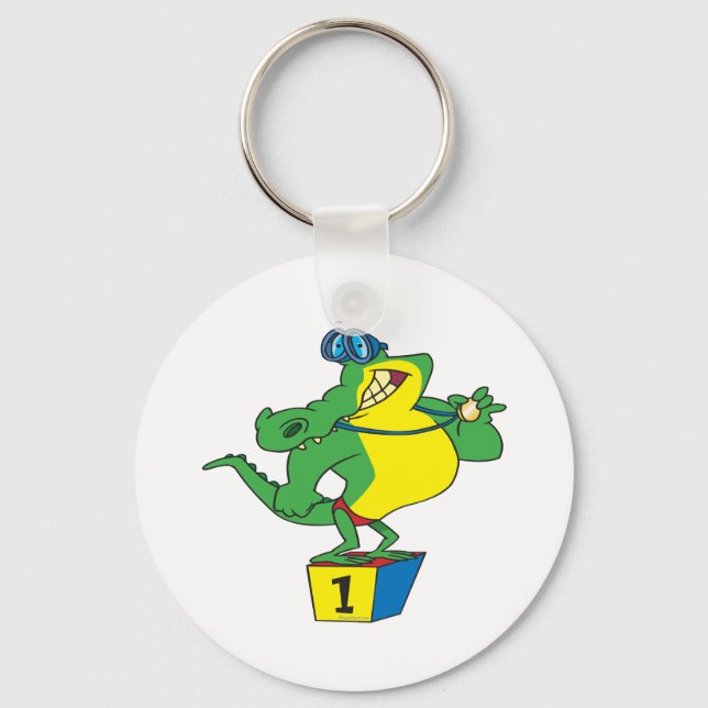 Chaveiro crocodilo de alligador de campeão engraçado (Frente)