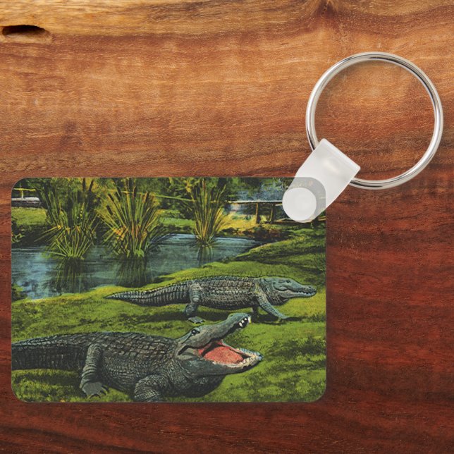 Chaveiro Crocodilos Vintage, Animais da Marinha Répteis (Frente)