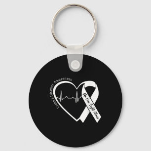 Chaveiro Crohns Doease Heart Support Purple Ribbon Crohns
