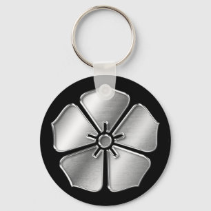 Chaveiro Cromo de prata de Kamon do clã de Akechi