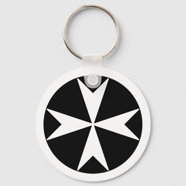 Chaveiro Cross Of Malta v2 (branco a preto) (Frente)