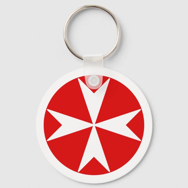 Chaveiro Cross Of Malta v2 (branco a vermelho) (Frente)
