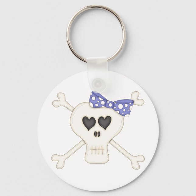 Chaveiro Crossbones Góticos Azuis-Cachos (Frente)