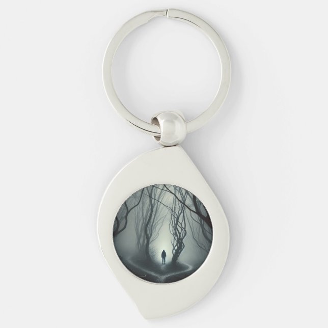 Chaveiro Crossroads in the Fog - Gloomy Forest Art Print (Frente)