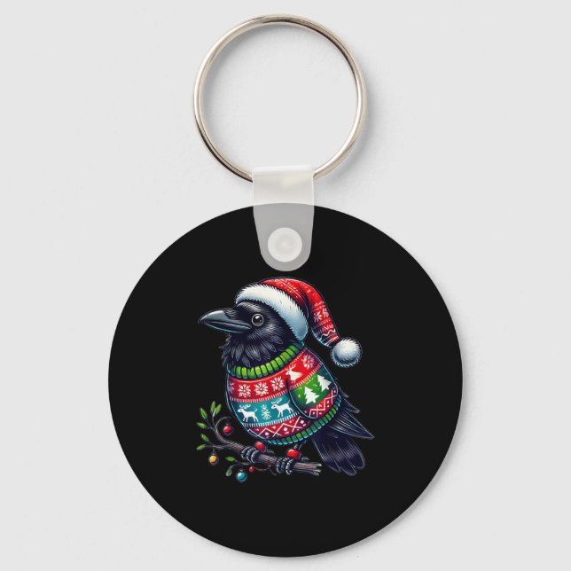 Chaveiro Crow Raven Bird Ugly Sweater Natal (Frente)