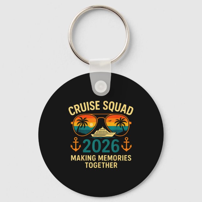 Chaveiro Cruise Squad 2026 Family Vacation Matching Group S (Frente)