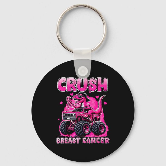 Chaveiro Crush Breast Cancer Awareness T Rex Monster Truck  (Frente)