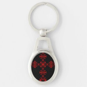 Chaveiro Cruz com ornamento vermelho
