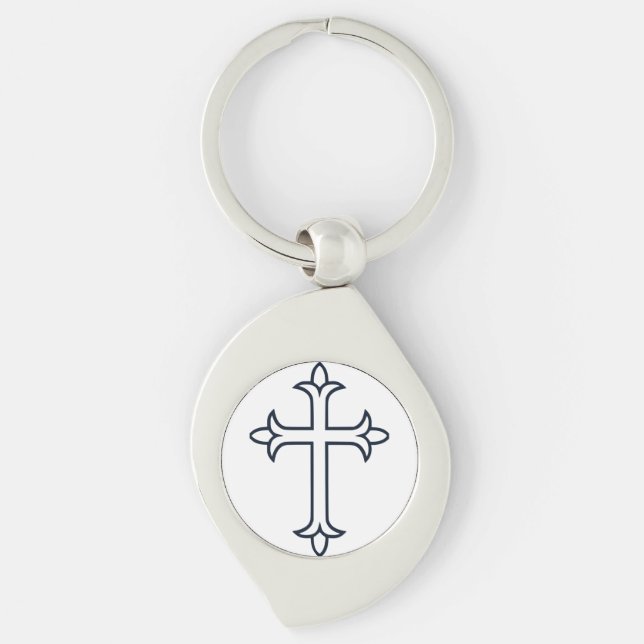Chaveiro Cruz Cristã Clássica Arte Minimalista Fina (Frente)