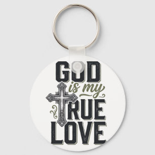 Chaveiro Cruz Cristã Deus É Meu Verdadeiro Amor Vetor