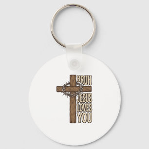 Chaveiro Cruz de Bruh Jesus Te Ama Vetor Cristão Vintage