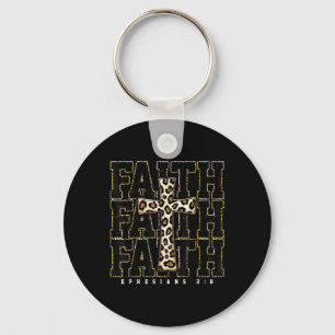 Chaveiro Cruz de Fé Versículo da Bíblia Leopardo Religioso