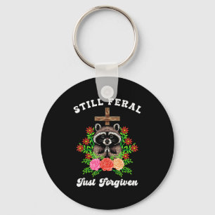 Chaveiro Cruz de Guaxinim Cristão Ainda Feral Apenas Perdoa
