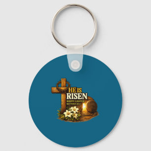 Chaveiro cruz de páscoa ele ressuscitou jesus cristão homen