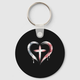 Chaveiro Cruz do Coração Fé Cristã Amor