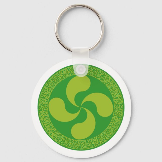 Chaveiro Cruz Elegante e na moda basca: Lauburu, (Frente)