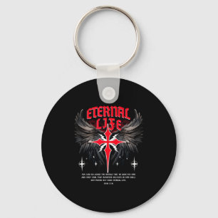 Chaveiro Cruz Eterna de Jesus Vida Gótica Punk Nu Goth Bíbl