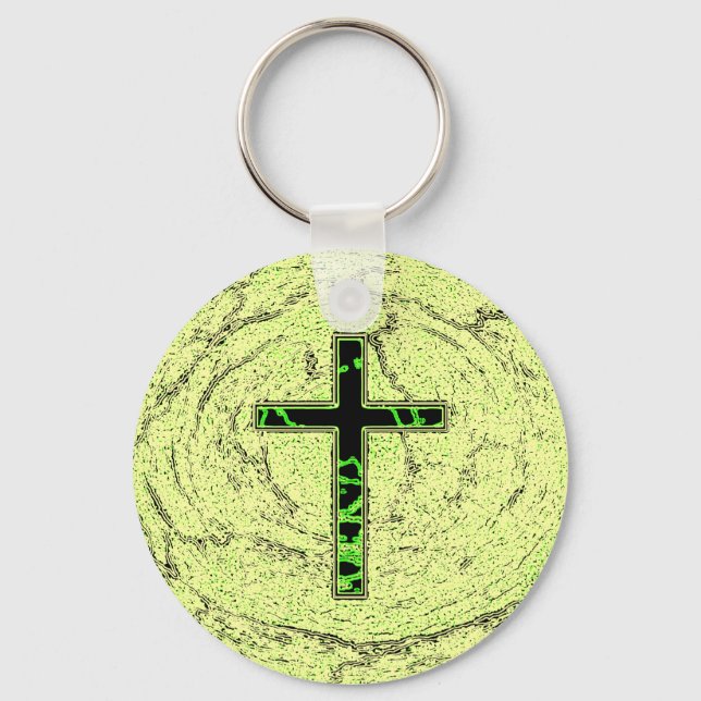 CHAVEIRO CRUZ NEGRA E VERDE COM FUNDO MARÁVEL (Frente)