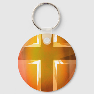 Chaveiro Cruz religiosa vermelha e amarela