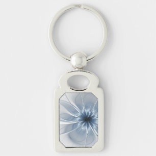 Chaveiro Cu de flor de fantasia fractal azul macio e tenra