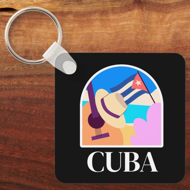 Chaveiro Cuba Flag Salsa Vintage (Frente)