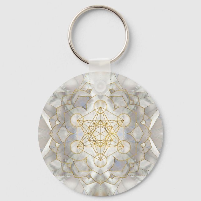 Chaveiro Cubo de Metatron em Geometria Sagrada de Lótus (Frente)