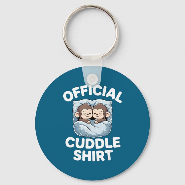 Chaveiro Cuddle Shirt Cute Sleepy Monkey Couple  (Frente)