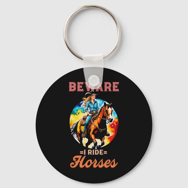 Chaveiro Cuidado, Ando Cavalos, Eu Equestriio Ventilador de (Frente)