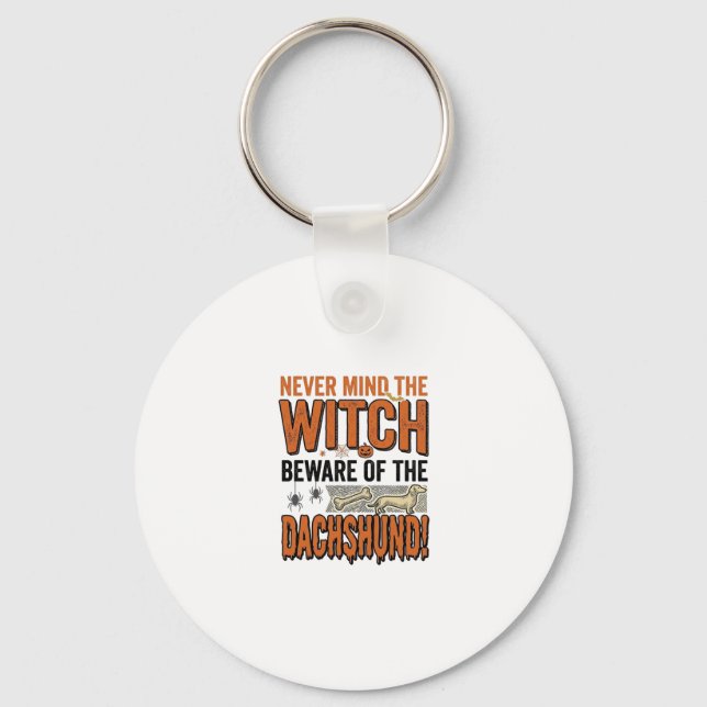 Chaveiro Cuidado Com A Camisa De Bruxa De Halloween Do Dach (Frente)