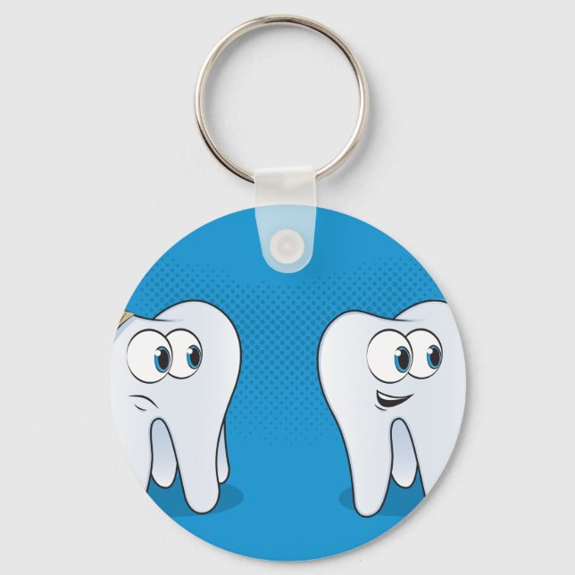Chaveiro Cuidado Dental Dente Feliz vs Triste (Frente)