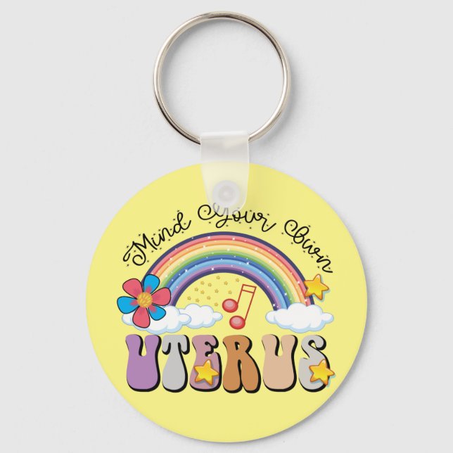 Chaveiro Cuide do seu útero Feminista Pro Choice Rainbow (Frente)