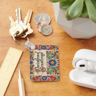 Chaveiro Cumprimentos do natal vintage com beira decorativa