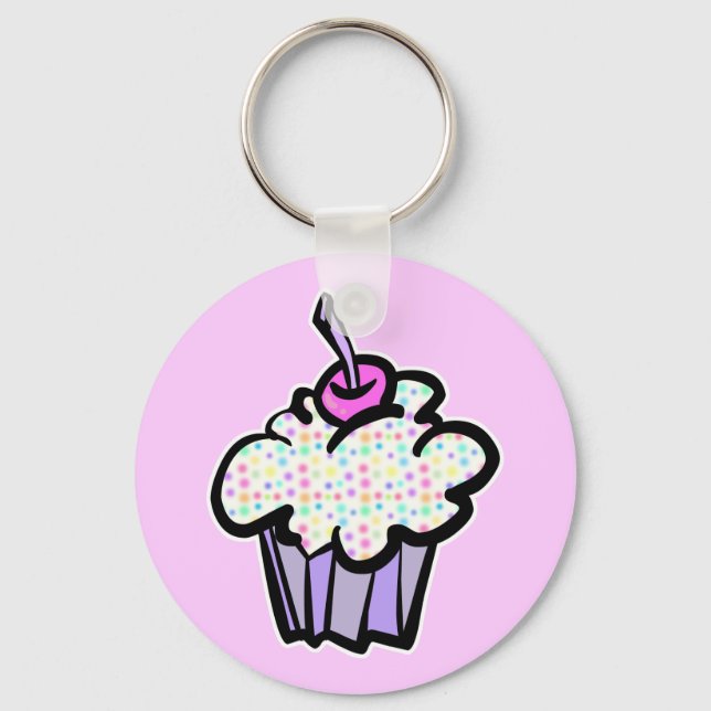 Chaveiro cupcake com bolinhas pastel (Frente)