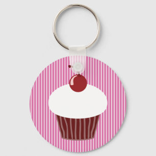 Chaveiro Cupcake de baunilha e tiras rosadas