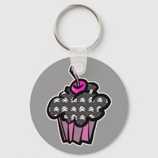 Chaveiro cupcake de caveira gótica ossos cruzados