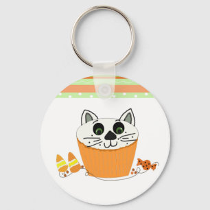Chaveiro Cupcake de Gato Halloween
