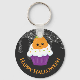 Chaveiro Cupcake de Halloween de Abóbora Kawaii