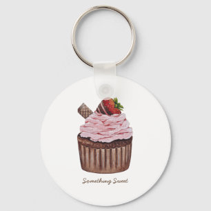Chaveiro Cupcake De Morango Cento Em Aquarela