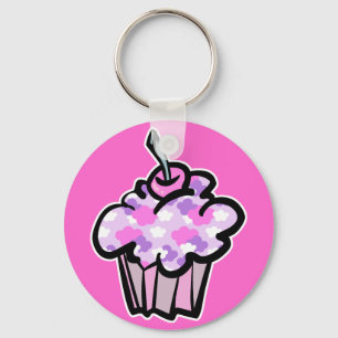 Chaveiro cupcake de nuvens rosa e roxo