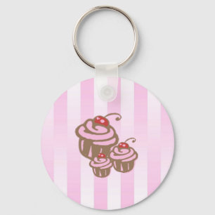 Chaveiro Cupcake e Keyring cor-de-rosa da listra dos doces