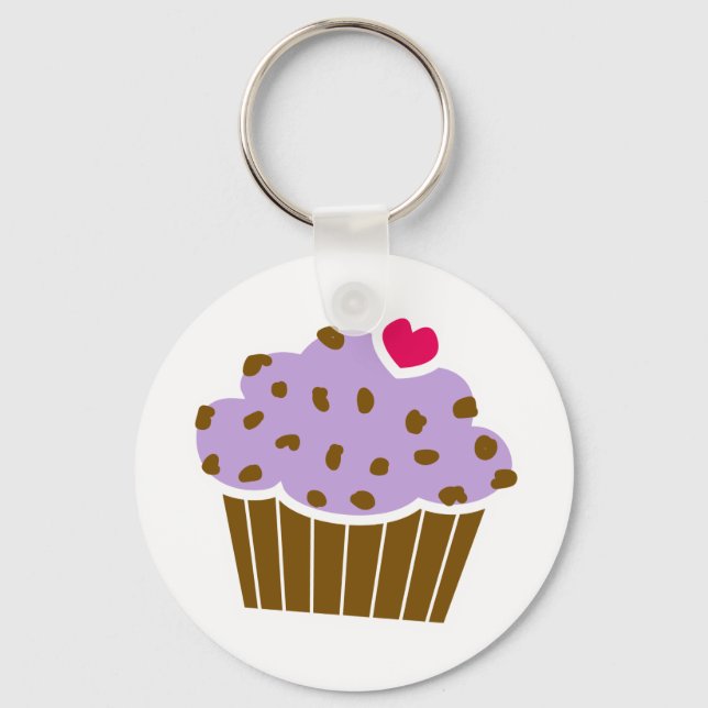 Chaveiro Cupcake Heart Choco Chip Blueberry (Frente)