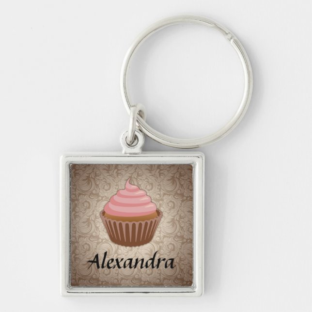 Chaveiro Cupcake Rosa Suave e Castanho, Keepsasasak Persona (Frente)