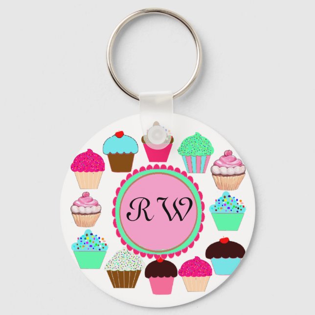 Chaveiro Cupcakes Coloridos - Personalizados (Frente)