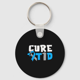 Chaveiro Cura T1d Diabetes Sensibilização Tipo 1 Fita Azul