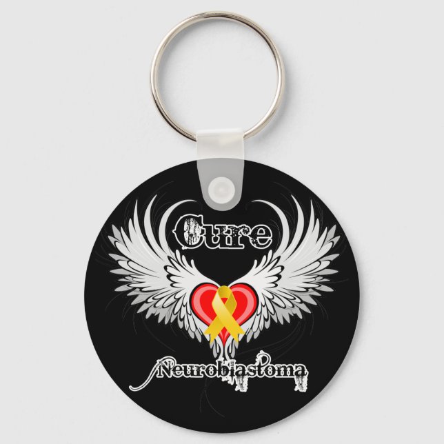 Chaveiro Cure Neuroblastoma Heart Tattoo Wings (Frente)
