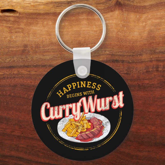 Chaveiro Currywurst Retro Sausage Vintage Fries Franceses (Frente)