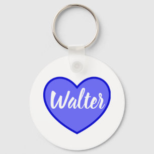 Chaveiro Curvy Walter Name Em Blue Love Heart,
