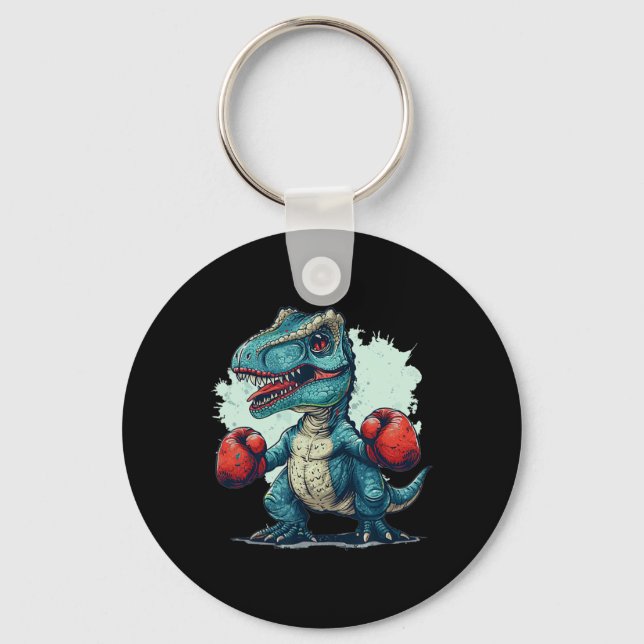 Chaveiro Custo de Crianças Engraçadas Boxeando Dinossauro c (Frente)